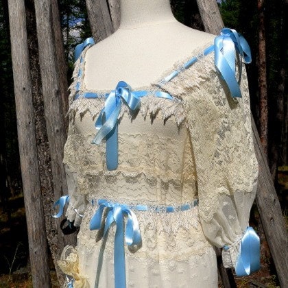 Lace Wedding Dress, Long Sleeve, Bohemian Wedding, Antique Lace, something blue
