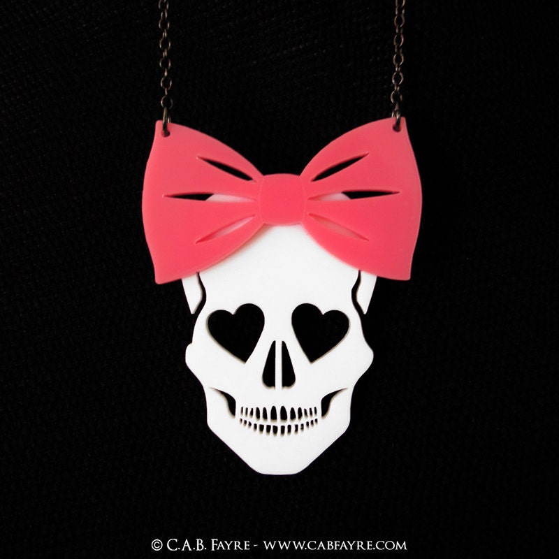 Smitten Skull Necklace - Laser Cut Necklace (C.A.B. Fayre Original Design)