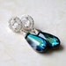 Sapphire Jewelry Bridal Earrings Swarovski Peacock Teardrop Silver CZ Stud Post Earrings - Bella E18Blue Wedding Jewelry Bohemian Beach