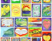 Español 5 SPANISH MAGNETS Pick FIVE Inspirational Words Motivational Sayings Heartful Art by Raphaella Vaisseau