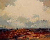 GLORIOUS, oil landscape painting original 100% charity donation, 9X12 canvas  panel, clouds, field