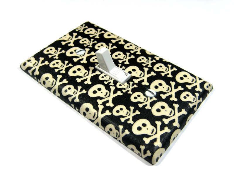 Black and White Skull Bedroom Decor Light Switch Cover Rockabilly Style Punk Rock Nursery