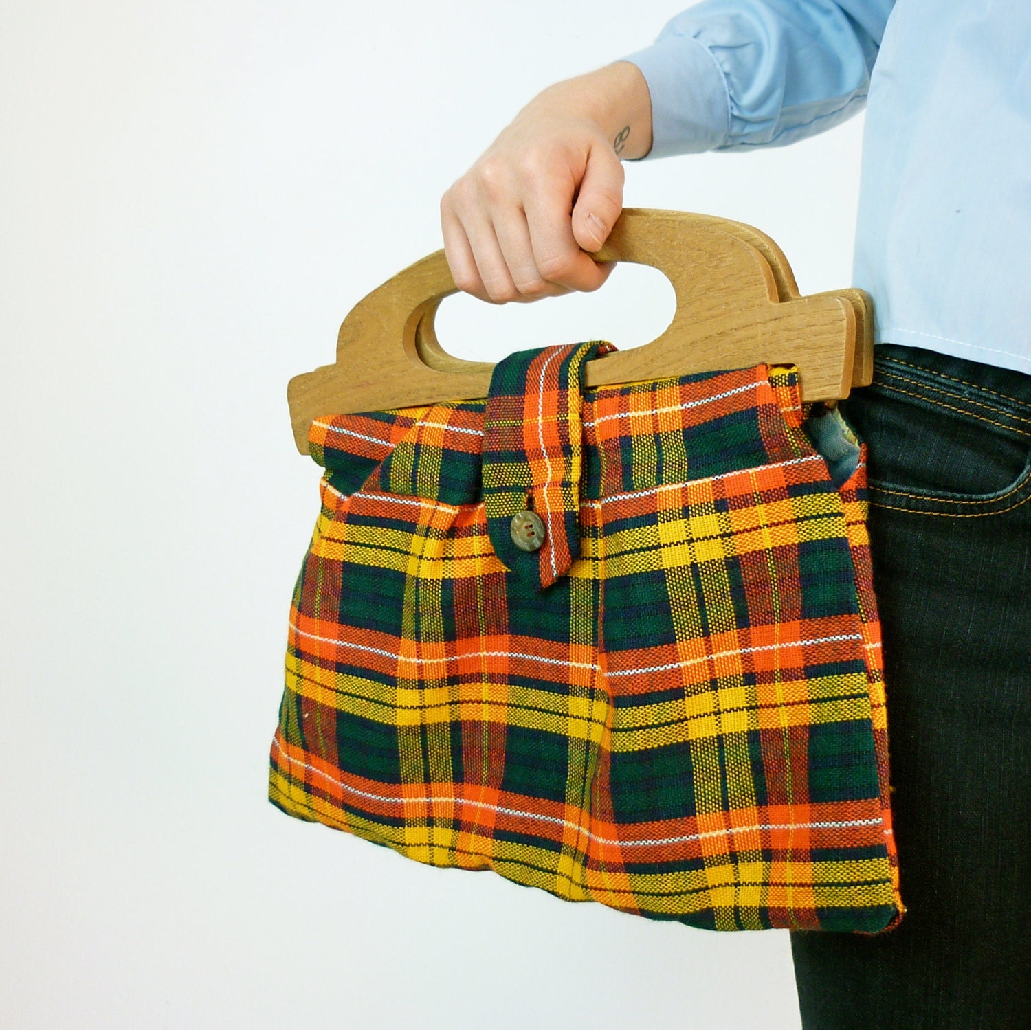 1960s Handbag / Vintage Plaid Purse