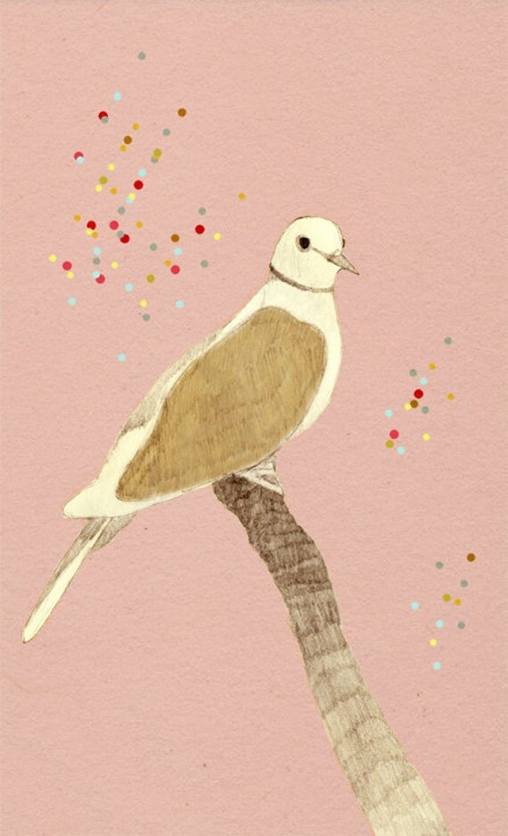 Little mother Streptopelia decaocto print of original illustration