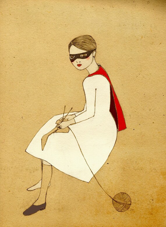 Superhero Girl Deluxe Edition Print of original drawing