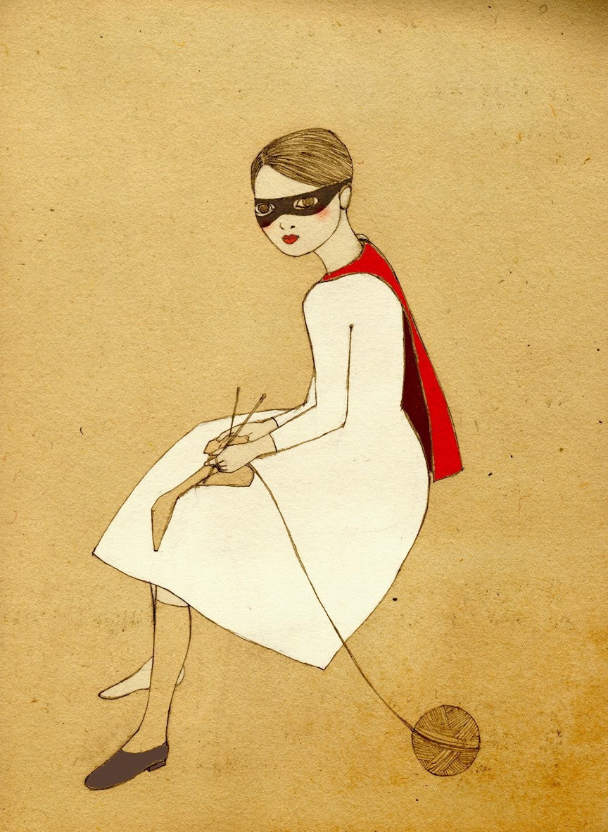 Superhero Girl Deluxe Edition Print of original drawing