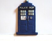 Tardis Fairy Door with Glow-in-the-Dark Timey-Wimey Windows- Made to Order
