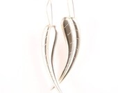 Long silver leaf dangle earrings