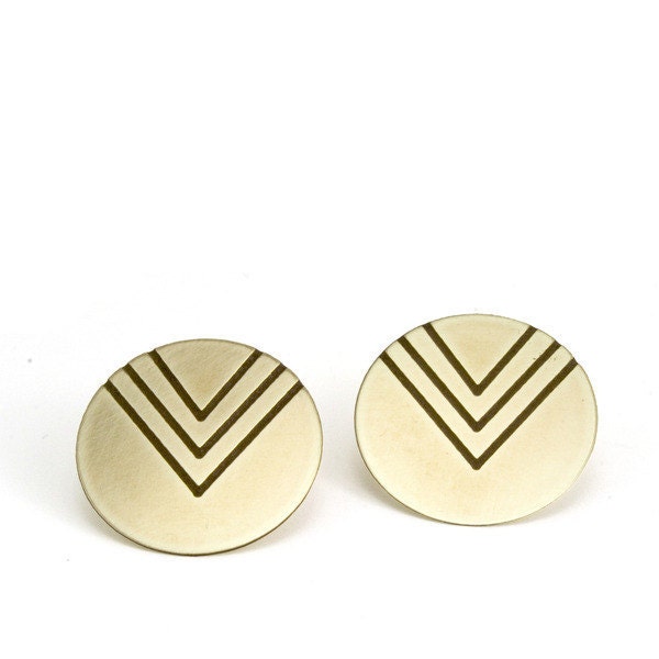 Chevron Stud earrings - triple v - geometric jewelry