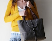 Waxed Canvas Tote with Leather Straps // Organic Cotton Lining