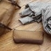 Pencil Pouch in Cinnamon Brown Cotton Canvas and Leather // Zipper Case