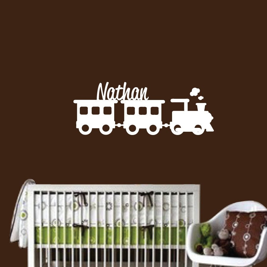Train Wall Decal with Name - Custom Children's Bedroom Nursery - Boy Vinyl Wall Art Sticker Room Decor - CM117B