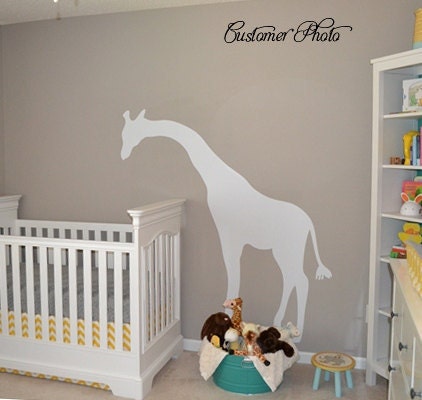 Giraffe Wall Decal - Children's Bedroom Large Peeking Giraffe - Jungle Safari - Vinyl Wall Art - CA105