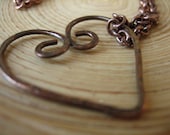 Necklace Sweet Heart Antiqued Copper on Copper Brass Chain
