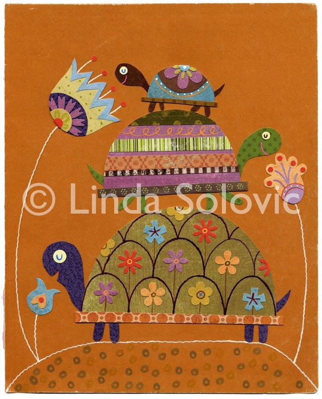Slow Down and Smell the Flowers Turtle Print