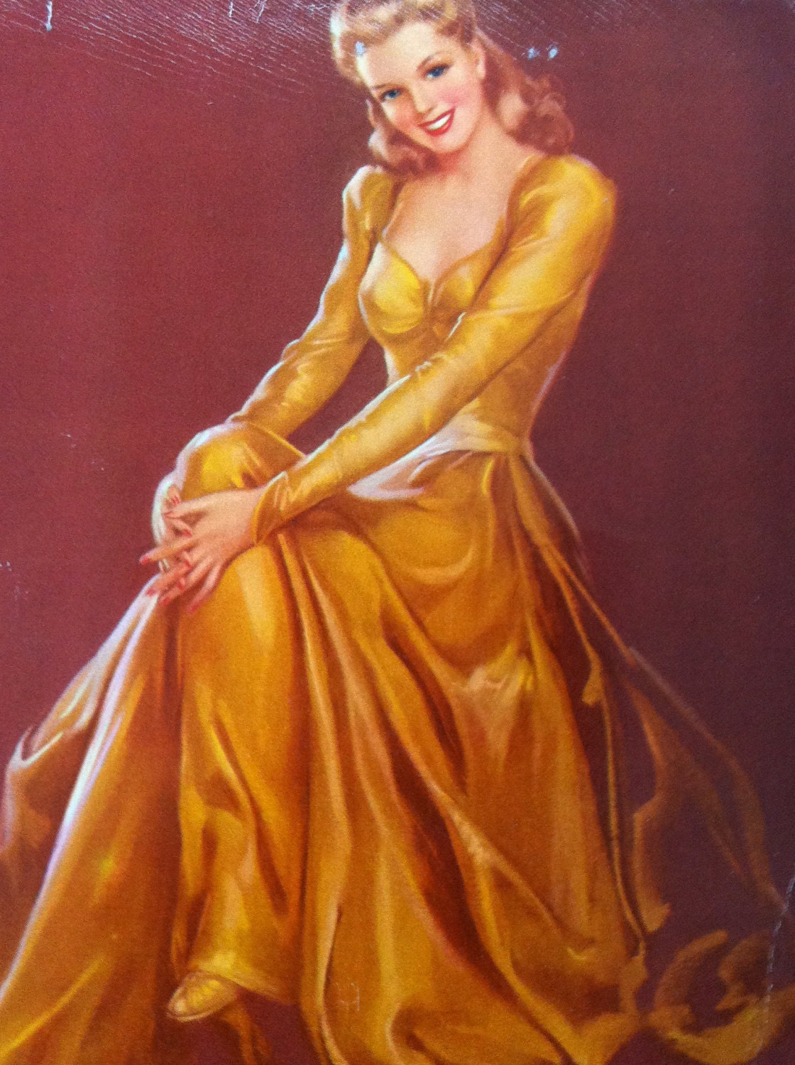 vintage 1940s advertising art - glamour girl pin-up