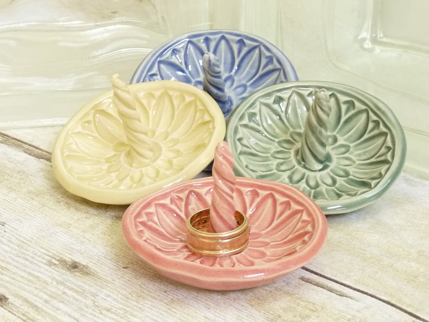 Mandala Ring Holder Trinket Dish Ring Catcher Bowl Jewelry Holder Sage Green