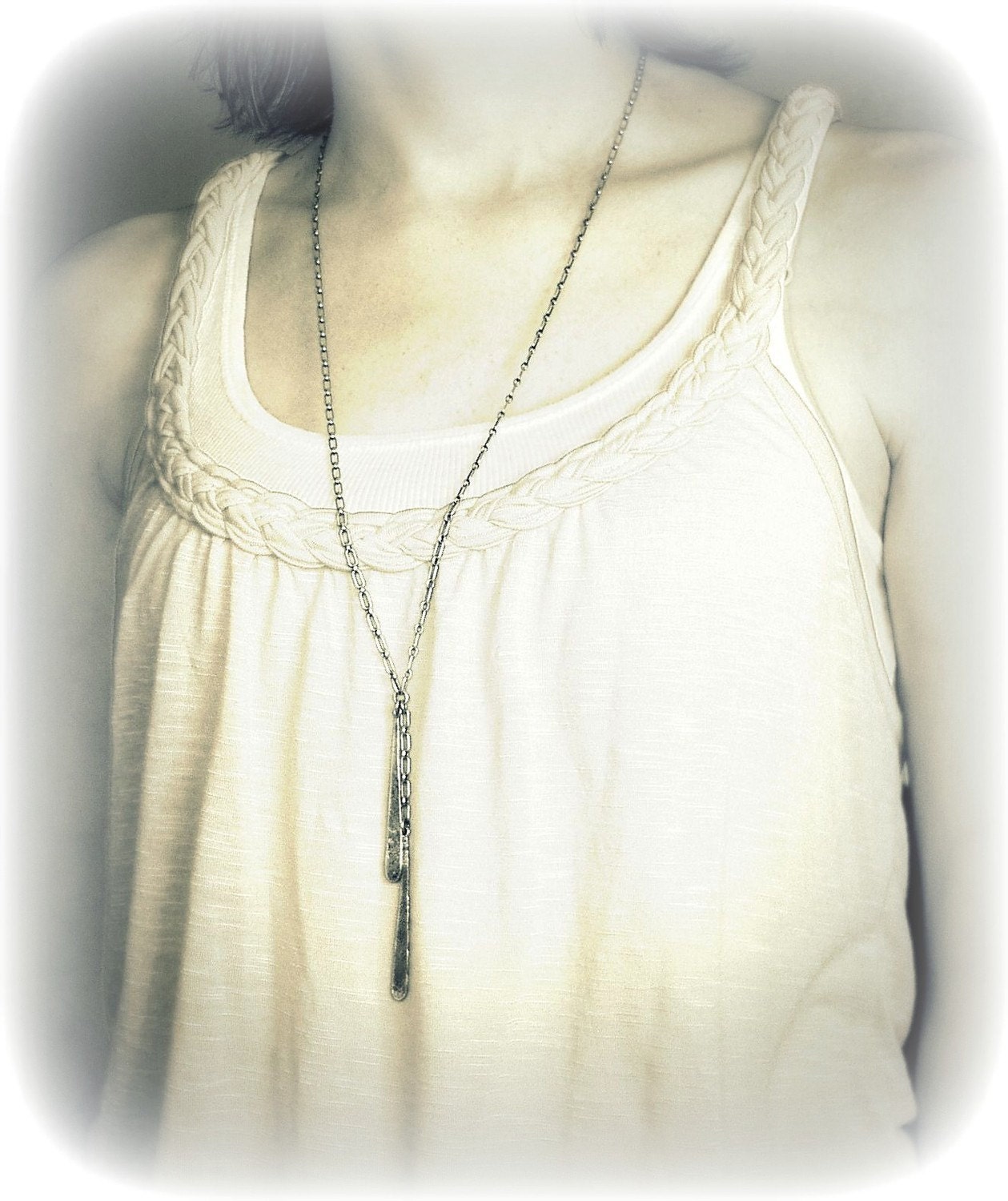 Sterling Silver Long Teardrop Necklace - Heather Necklace
