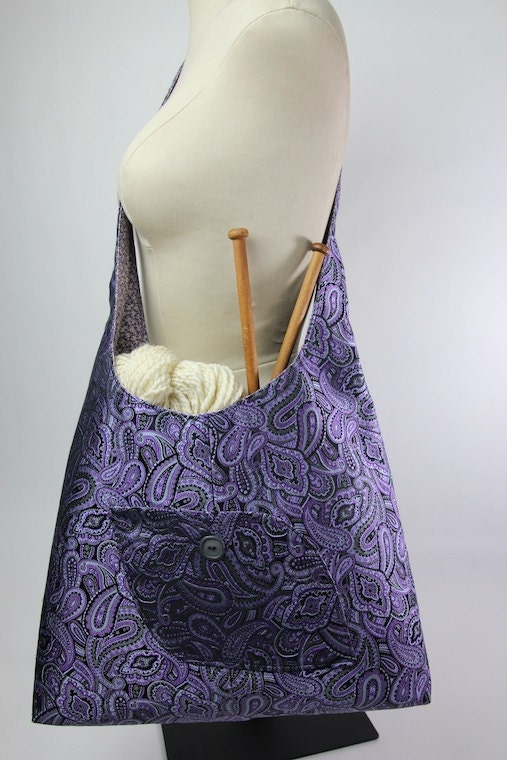 Purse Market Bag Carry All Knitting Tote Shoulder Bag Handmade in Sturdy Silk