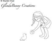 Girl Feeding Bird PDF Embroidery Pattern
