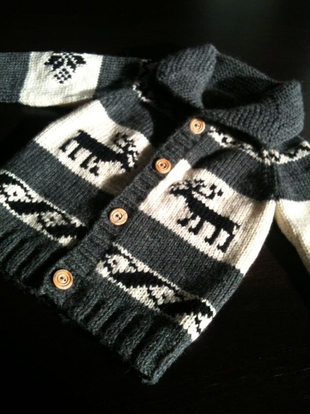 Childrens' Sweater, Custom Pure Wool, Cowichan Style, Deer, 6-12 months, 2 years, 3 years