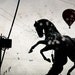 Animals photography, Black and white photography, Fine Art Photography , Horse photo, Silhouette art, hot air balloon, 5x7(13x18cm)