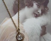 The Golden Ball Locket Pendant - Vintage Inspired Jewelry - Locket Pendant - Gold Brass Chain - Rhinestone  (SD0001)