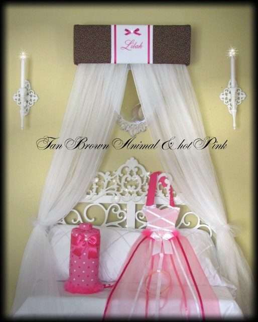 Canopy Crown Embroidered Crib Bedroom Decor SaLe HOT Pink Animal Print Cheetah