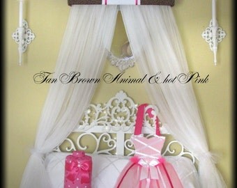 Canopy Crown Embroidered Crib Bedroom Decor SaLe HOT Pink Animal Print Cheetah