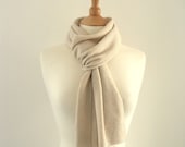 Knitted Cashmere Scarf - Ivory Pale Cream - Soft, Winter, Cosy