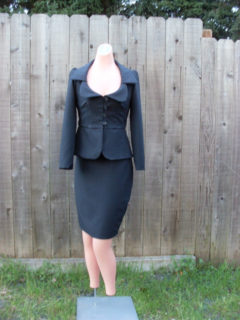 Sophisticated Classic Suit Wiggle Skirt Fitted Peplum Jacket