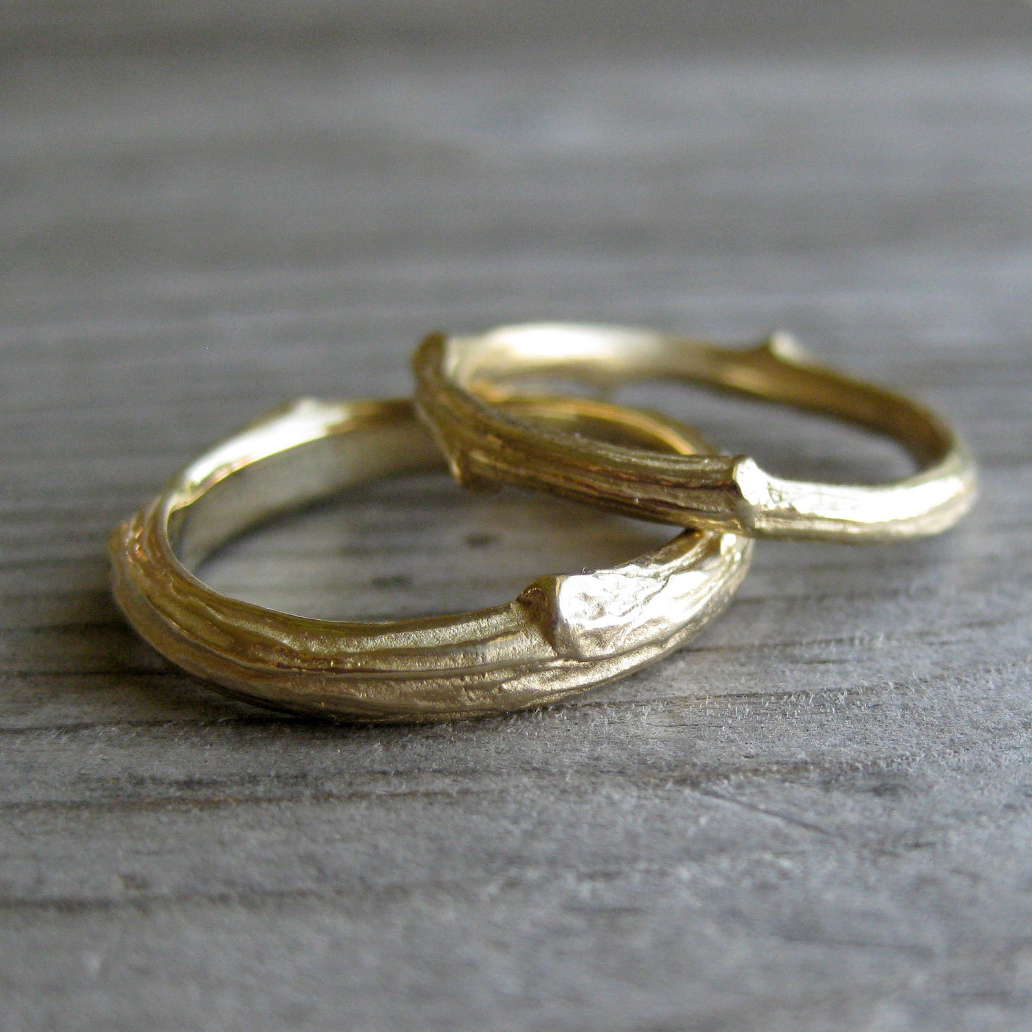 Twig Wedding Band Set, Recycled Gold