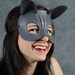 Kitty Leather Mask in Gray