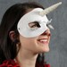 Unicorn leather mask in white