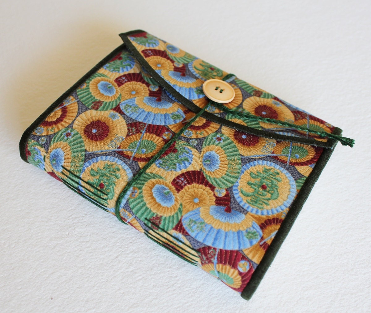 Japanese Umbrellas Fabric Softcover Journal with Handmade Paper by PrairiePeasant