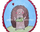 Happy Birthday - Made with Recycled Paper - Little Hedgehog, Woodland Creature, Illustration by Giulia Mauri