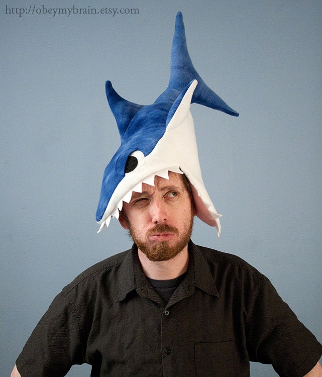 Fleece Shark Hat Blue Tie-Dye CHOMP CHOMP CHOMP