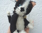SALE : 7 inch scruffy tuxedo cat named Socks