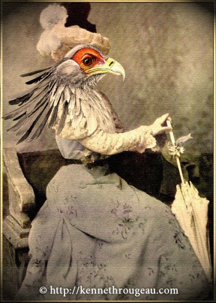 Miss Secretary - 11x14 Fantasy Animal Fine Art Digital Collage Print