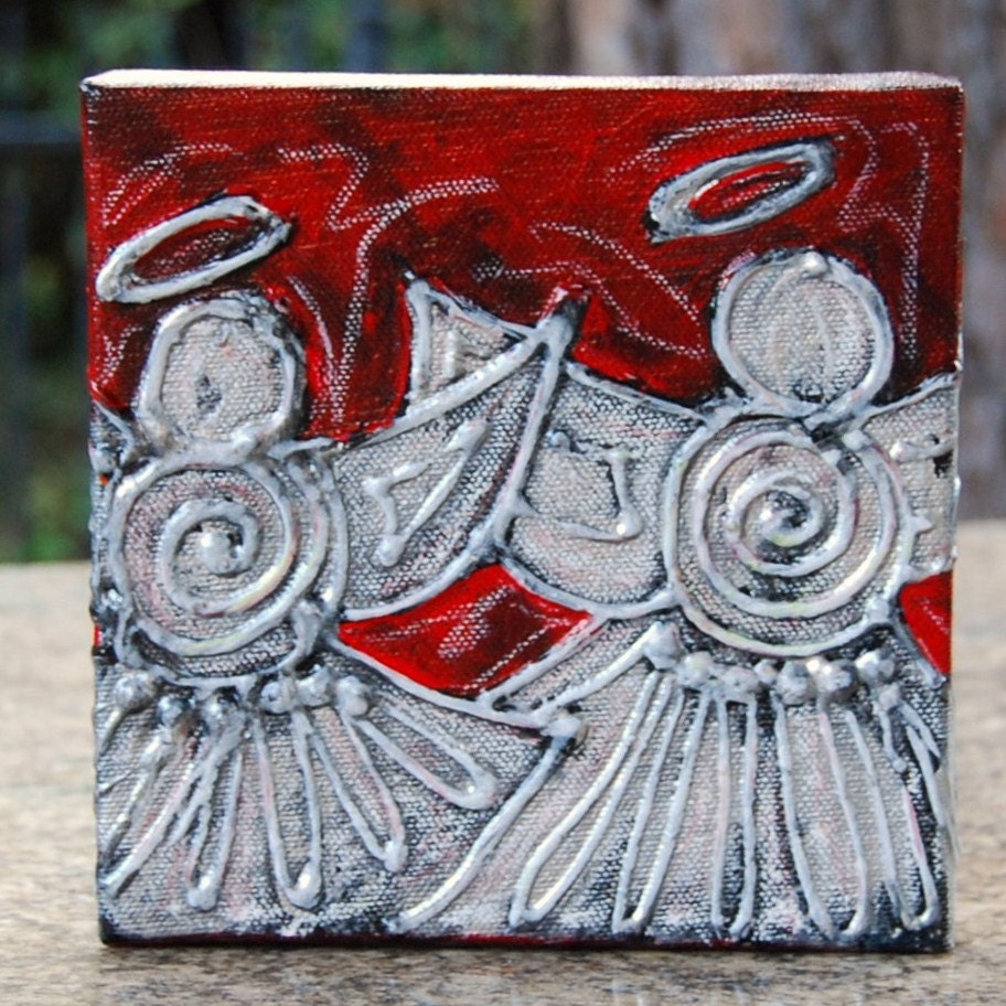 Textured Angel original painting 6x6