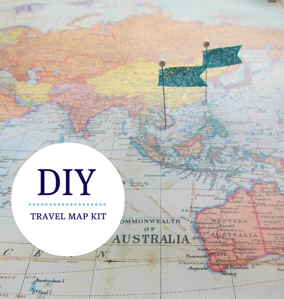 DIY Travel Map Kit - World Map No. 1