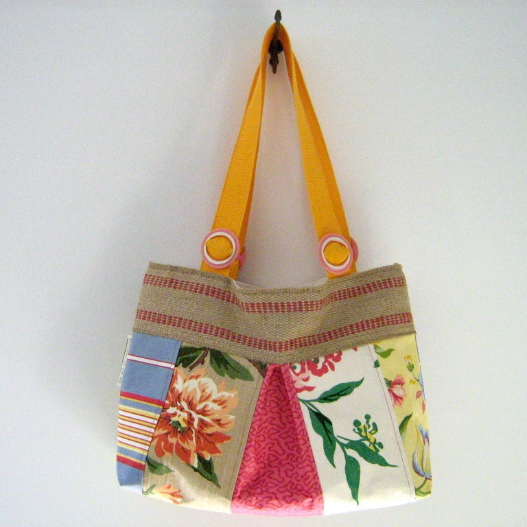 Jute and Fabric Purse w/ Recycled Sail Lining