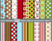 Instant Download--More Reindeer Games Whimsical Christmas Digital Background Papers