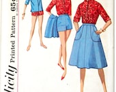 Vintage sewing pattern - shirt, scarf, shorts, and wrap skirt - 1960s Simplicity 4899 - 34 bust