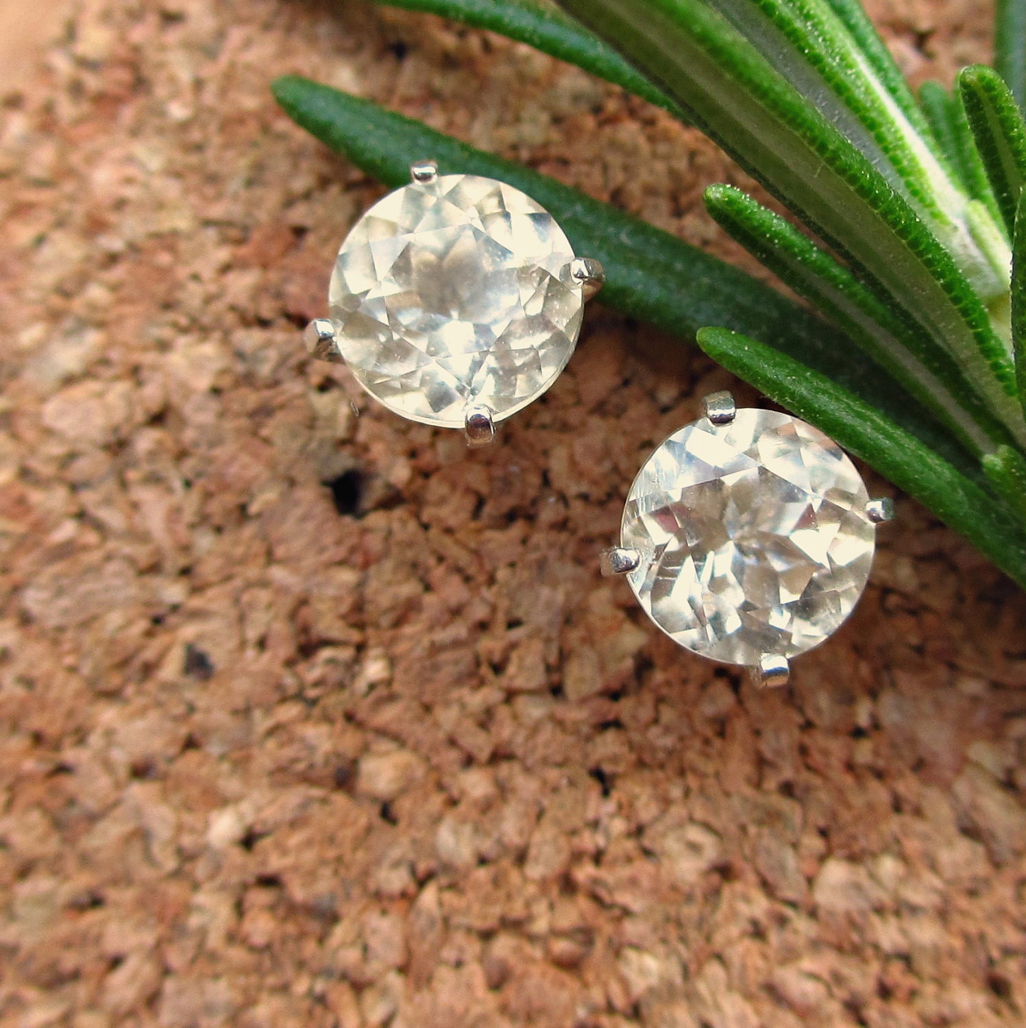 Yellow Labradorite Stud Earrings, Sterling Silver with Genuine Gemstones, 6mm
