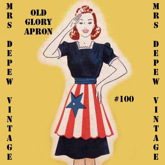 Vintage Sewing Pattern 1940's Ladies' Half Apron Patriotic Old Glory 100 -INSTANT DOWNLOAD-