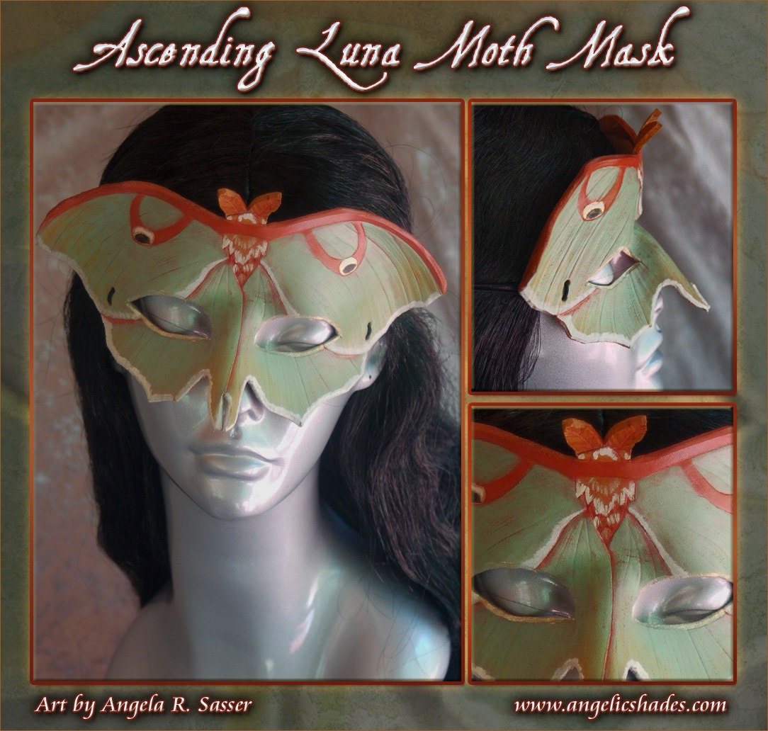 Ascending Luna Moth Leather Masquerade Mask