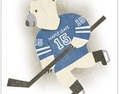 Hockey Bear - 8x10 Print
