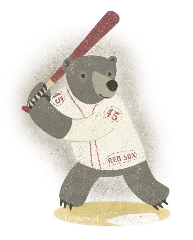 Baseball Bear - Boston Red Sox - 8x10 Print