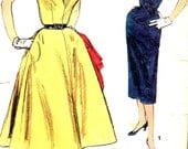 1950s Dress Pattern Simplicity 1132 Sheath or Full Skirt Dress Detachable Collar Womens Vintage Sewing Pattern Bust 32